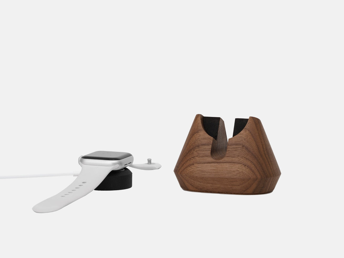 walnut magnetic charging apple watch stand - alternative mode | walnut