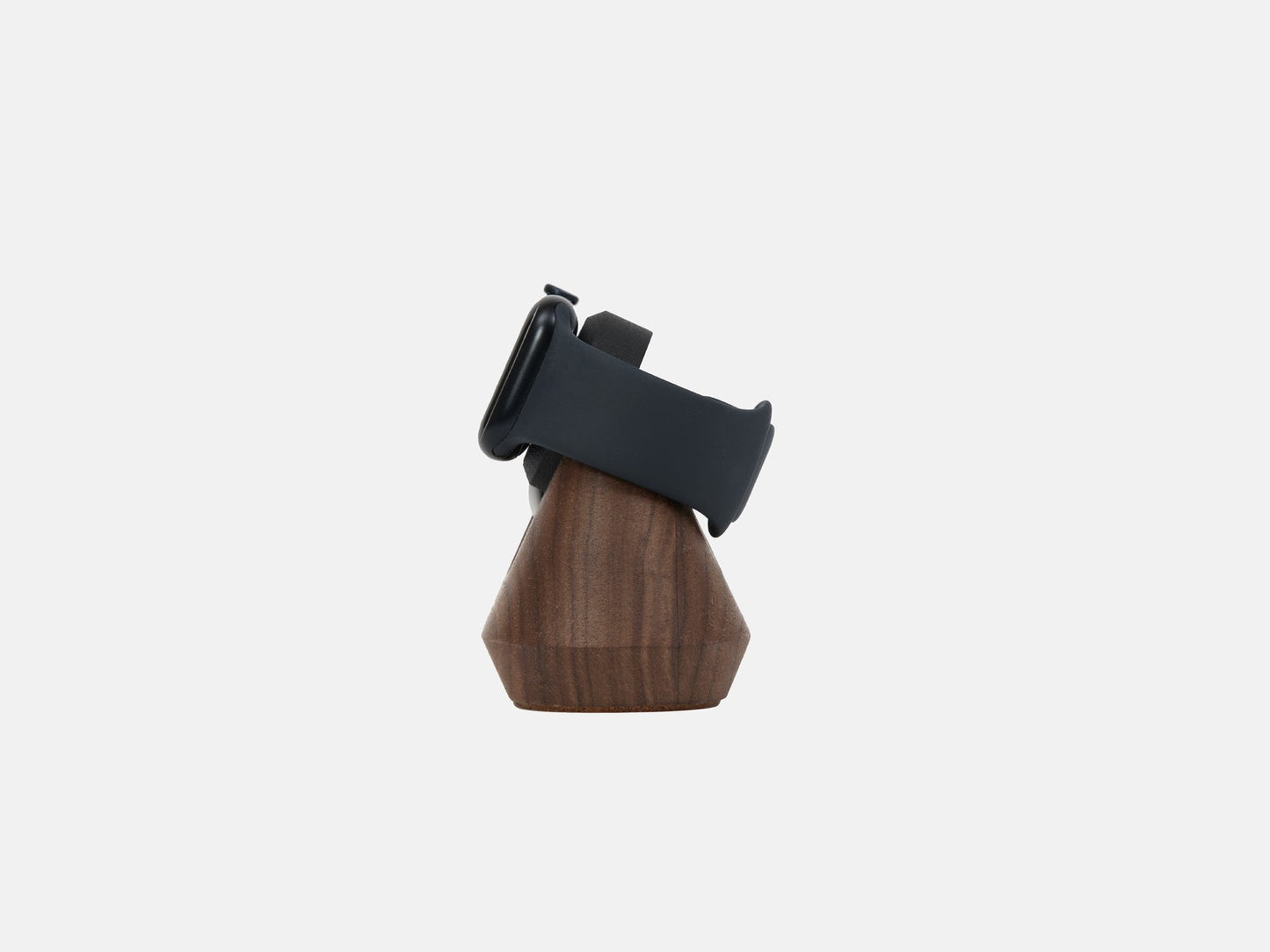 walnut magnetic charging apple watch stand - side | walnut
